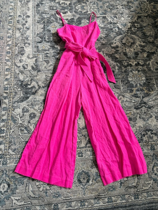 J. Crew Pants - J. Crew Bright Hot Pink Wide-Leg Jumpsuit with Tie Waist